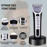 Tondeuse cheveux hommes professionnel tondeuse barbe et cheveux homme tondeuse barbe sans fil tondeuse à cheveux kit avec ecran LED
