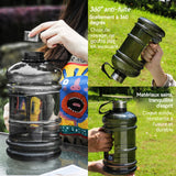 Gourde Sport 2200 ml 220 g PETG  grande capacité facile à transporter matériau sûr étanche réutilisable adapté au fitness noir