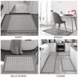 Tapis de sol 50x120cm tapis de cuisine devant evier antidérapant et lavable en machine coton et lin absorbant semelle en caoutchouc