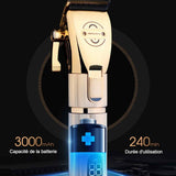 Tondeuse cheveux 7w 100-240V 50/60Hz tige de réglage à cinq vitesses tout en métal électrique intelligente affichage numérique