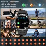 Montre connectée 500mah 360x360 Résolution Montre de sport connectée Bluetooth 5.3 HD 1,53 pouce avec appels Bluetooth et boussole