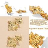 Boucles d'oreilles plaquées or plissées géométriques pour femme bijoux pour femmes avec aiguille en argent 925 stylé et élégant
