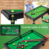 Table de billard 44x24x9,5cm billard de table pour enfants Livré avec 11 boules de billard et deux queues bureau de simulation