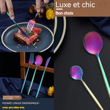 Set de couverts 4 pièces en acier inoxydable Ensemble couverts colorés avec couteau fourchette cuillère passe au lave-vaisselle