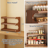 Étagère à épices 30x20x36cm Étagère de rangement multicouche multifonctionnelle en bois massif pour salon et chambre à coucher