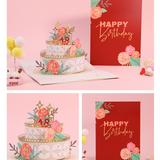 arte de voeux 20x15cm carte tridimensionnelle à double couche de gâteau de roses avec marquage à chaud bénissant carte postale