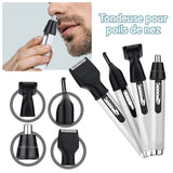 Tondeuse à poils de nez 400 mAh 4 en 1 rechargeable par USB compacte et portable avec coupe-poils de nez et tondeuse à sourcils