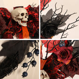 Couronne de crânes d'Halloween  40*40CM  guirlande de branches flétries  Tête de mort  Design lumineux  Décoration d'Halloween