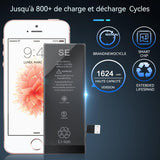 Batterie Premium de Remplacement pour iPhone SE 1624 mAh Identique à l'Original Kit Outils Professionnels et adhésif écran Inclus