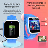 Montre Intelligente Enfants 1,54 pouces 240x240 750 mAh écran tactile IPS double caméra multifonction podomètre Réveil MP3 bleu