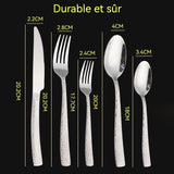 ouverts de table 4 ensembles de 20 pièces Ensemble de couteaux fourchettes et cuillères à steak ondulés de style occidental