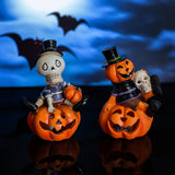 Lumières de citrouille d'Halloween   2pcs  8*7*12cm   Ornement squelette  Flash coloré   Convient à la décoration d'Halloween