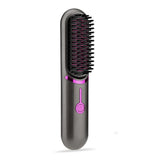 Brosse lissante pour cheveux pet céramique rechargeable cheveux lisses et bouclés 2 en 1 lisseur cheveux professionnel sans fil