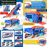 Voiture télécommandée transformation de forme double bleu courses convient aux 3 ans et plus tyrannosaurus rex avale une voiture