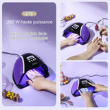 Lampe à ongles 20x22,5x11,5cm 66 led 280w 4 niveaux réglage et détection intelligente prévenir les mains noires lampe uv a vernis