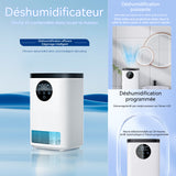 Déshumidificateur d air électrique 1400ml LCD ecran tactile déshumidification d'air avec minuterie et décongeler et déshumidifier