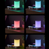 Humidificateur d'air avec chargeur sans fil 150ml diffuseur d'huiles essentielles avec haut-parleur bluetooth réveil et veilleuse