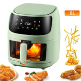 Friteuse sans huile 8 L 1400 W Fenêtre visuelle 8 programmes de menu Antiadhésif Friteuse électrique multifonction Touch
