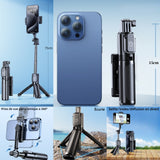 Perche à selfie 75cm trépied perche à selfie support de téléphone portable de voyage rangement 15cm télécommande bluetooth mini