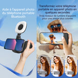 Adaptateur de trépied 7,8x8,2cm bluetooth adaptateur trépied smartphone avec lumière d'appoint et télécommande 3 modes de gradation