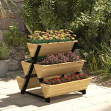 Seau de  culture de jardin 75Lx78Lx77H cm Pot de potager carré Insert  d'irrigation Drainage Feutre Pot de légumes carré en bois
