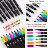 Feutres 48 couleurs double tête convient aux enfants et aux adultes cadeau de vacances stylo aquarelle lavable feutres coloriage