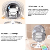 Balancelle electrique 3 en 1 avec télécommande table à manger 5 modes balancement minuterie bluetooth musique transat électrique