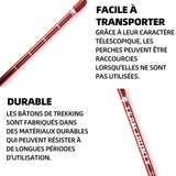 Batons de randonnée 135cm bâton de trekking pliable télescopique fibre bâtons de trekking rétractables canne de marche pliable rouge