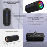 Enceinte bluetooth 30W 2400mAh BT5,3 haut-parleur bluetooth IPX6 étanche avec lumières colorées enceinte portable appairage TWS