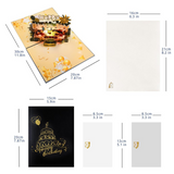 Cartes de vœux 16x21cm d'anniversaire motif gâteau d'anniversaire lumières et musique pour enveloppe et petite carte noir élégant
