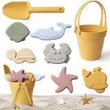 Jouet de plage ensemble de 8 pièces matériau en silicone facile nettoyer différents moule grande capacité poignée antidérapante