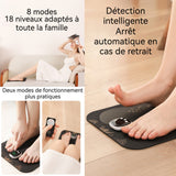 Masseur intelligent 32 x 29 cm Matériau en cuir PU 8 modes 18 niveaux d'intensité Relaxation profonde Télécommande Masseur de Pied
