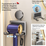 Porte sèche cheveux 9,7x14x7,4cm support seche cheveux sans percage avec ventouse solide bords surélevés pour éviter les chutes
