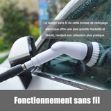 Brosse de nettoyage électrique 14-110cm extensible 2 niveaux réglage electrique rotative nettoyage sans fil avec 8 têtes de brosse