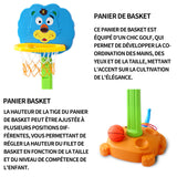Panier de basket 3 en 1 130x48x45cm PE écologique ajustable plastique basket enfant mini panier de basket pour enfants couleur bleu