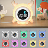 Réveil pour enfants 1200mAh 11,15x9,95x13,3cm 8 couleurs de lumière horloge bruit blanc veilleuse connectivité bluetooth cerf