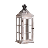 Bougeoir 52x21,5x21,5cm lampe à vent en bois vintage européen ornement résistant au vent bougeoir en verre en fer eteignoir a bougie