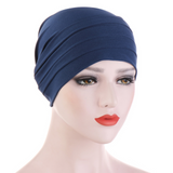 Hijab 40g turban femme foulard cheveux turbans pour femmes femme bonnet polyester our de tête 58cm musulmane turban cotton bleu
