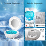 Enceinte Bluetooth 1200mah Projecteur de coquillages et d'océans haut-parleur Bluetooth veilleuse miroir de maquillage blanc