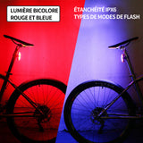 Feu arrière de vélo rechargeable par USB batterie au lithium 3.7V 600MAH étanche feu d'avertissement de vélo 50LM 72x21x22mm IPX6