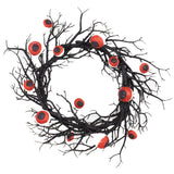 Couronne d'Halloween   45*45cm  Design de branche morte  Simulation de globes oculaires   Design lumineux  Décoration d'Halloween