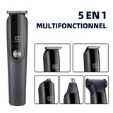 Tondeuse 5 en 1 kit styling quotidien pour hommes tondeuse électrique rechargeable avec ecran LED tondeuse barbe et cheveux hommes