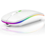 Souris sans fil Bluetooth 2.4 G Bluetooth Dual Mode Rechargeable Mouse Silent Light Computer Laptop Office Gaming Mouse Blanche