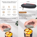 Ouvre-boîte électrique à bord lisse bouton poussoir multifonctionnel ouvre-bocal automatique compact portable facile utiliser