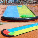 Toboggan aquatique double 4,8 x 1,4 m Matériau PVC de haute qualité Résistant à l'usure et durable Design intéressant avec jet d'eau