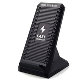Support de bureau chargeur sans fil avec ventilateur, base de refroidissement verticale adaptée au vent horizontal et vertical 15W