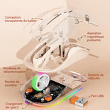 Souris sans fil 400mAh 4 niveaux de réglage DPI Affichage de la batterie Touches entièrement silencieuses Chargement de Type-C