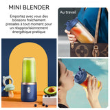 Mini Blender 9,5 x 9,5 x 22 cm 400 ml grande batterie de 1500 mAh lame en acier inoxydable 304 à 6 lames puissance puissante