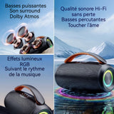 Enceinte 27 cm 50 W Qualité sonore Hi-Fi sans perte 3,5 heures d'autonomie Son puissant et éclairage RVB coloré Enceinte bluetooth