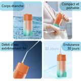 Nettoyer de dents rechargeable portable hydropulseur réservoir d'eau 200 ml étanchéité ipx7 4 buses facile à transporter orange